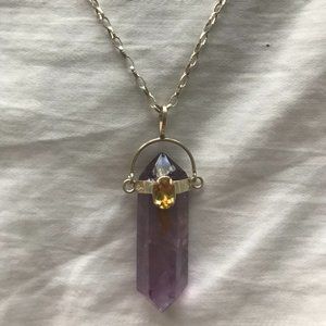 Sterling Silver & Amethyst w/Citrine Necklace